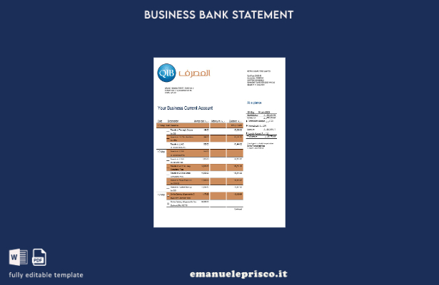 stile verificato Modello di estratto conto Word e PDF di estratto conto della Qa
